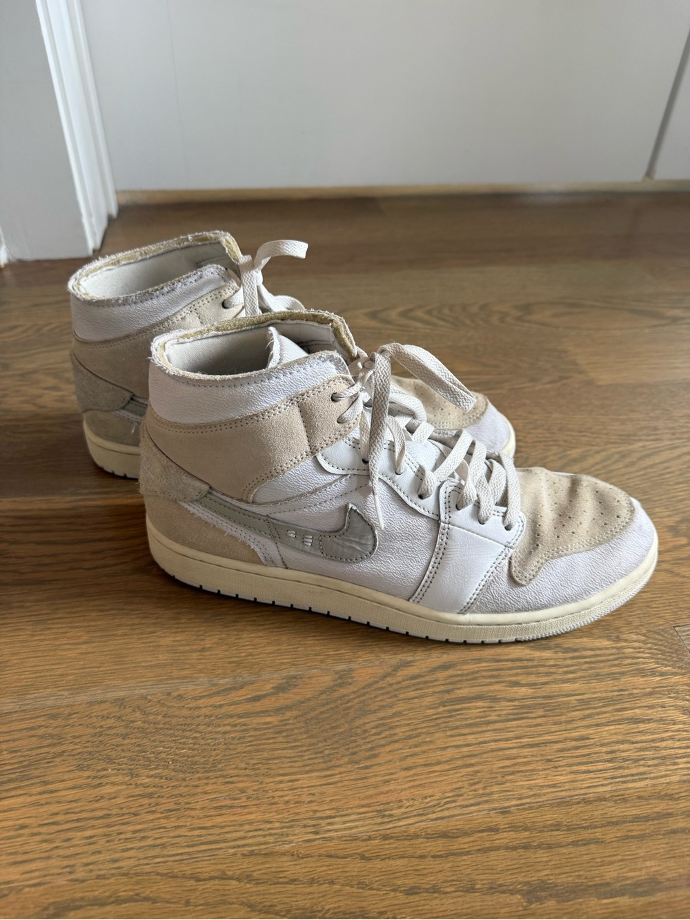 Nike High-Top Sneakers in Off-White and Beige